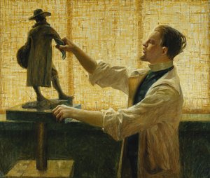 雕刻家卡尔·埃尔德（Carl Eldh）在他的工作室，1908年 作者 维塔利斯·尼伯格