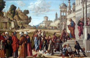 德语：Die Weihe des Heiligen Stephanus zum Diakon 圣斯蒂芬被任命为执事 作者 维托雷·卡尔帕乔