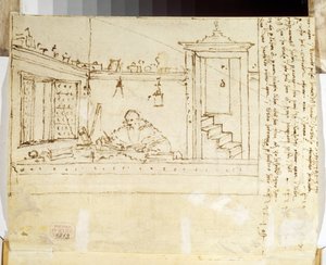 "手握钢笔的哲学家" 维托雷-卡帕奇奥（1460-1526 年）1502-1505 年水墨画 莫斯科普希金博物馆 作者 维托雷·卡尔帕乔