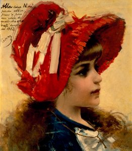 尼尼肖像，维托里奥·马泰奥·科科斯 (Vittorio Matteo Corcos，1859-1933)，布面油画，43x37 厘米
