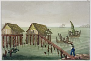 来自朱尔斯·费拉里奥的“古代和现代服装”中的巴布部落，拉瓦克，第22块的居住，出版于1820年代至30年代