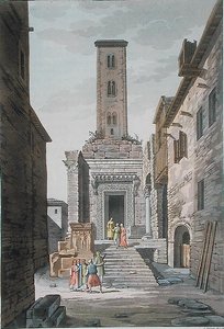 埃斯库拉庇乌斯神庙，斯普利特，南斯拉夫，约1820年（彩色雕刻）。