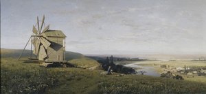 有风车的乌克兰风景，1882年 作者 弗拉基米尔·多纳托维奇·奥尔洛夫斯基