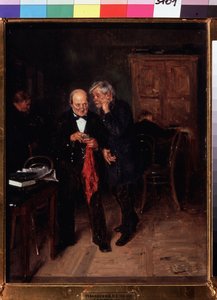 信心。弗拉基米尔-叶戈罗维奇-马科夫斯基（马科夫斯基，Makovsky）（1846-1920 年）的绘画，纸上水彩 作者 弗拉基米尔·埃戈罗维奇·马科夫斯基