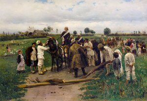 为新娘支付赎金。 弗拉基米尔·马科夫斯基 (Vladimir Makovski) 的绘画 - 为新娘支付赎金 - Vladimir Yegorovich Makovsky (1846-1920)。 布面油画 作者 弗拉基米尔·埃戈罗维奇·马科夫斯基