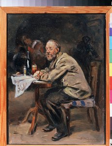 Un buveur（饮酒者）。弗拉基米尔-叶戈罗维奇-马科夫斯基（Makovsky，马科夫斯基）（1846-1920 年）的绘画，纸上水彩，俄罗斯 19 世纪艺术。国家艺术博物馆，雅罗斯拉夫尔（俄罗斯） 作者 弗拉基米尔·埃戈罗维奇·马科夫斯基