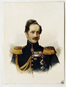 阿列克谢-费奥多罗维奇-奥尔洛夫亲王肖像（1787-1862 年）（A. F. Orlov 亲王肖像）。俄罗斯军人和外交官。弗拉基米尔-伊万诺维奇-豪（1816-1895 年）的作品，纸上水彩画