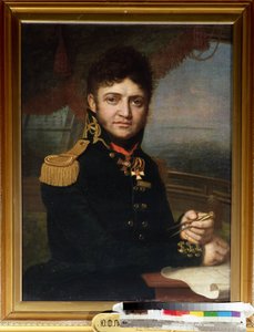 "航海家和军官尤里-利辛斯基（Lisiansky ou Lisianski）（1773-1837 年）肖像" 弗拉基米尔-博罗维科夫斯基（Borovikovsky）（1757-1825 年）素描 1810 年 圣彼得堡国家中央海军博物馆 作者 弗拉基米尔·卢基希·波罗维科夫斯基