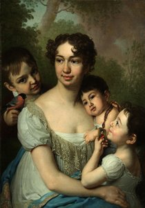 Yelena Balashova与孩子们的肖像，c。 1811 作者 弗拉基米尔·卢基希·波罗维科夫斯基