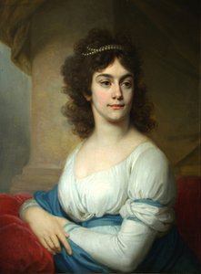 1790年代末，蓝丝带白色礼服的未知女子肖像 作者 弗拉基米尔·卢基希·波罗维科夫斯基