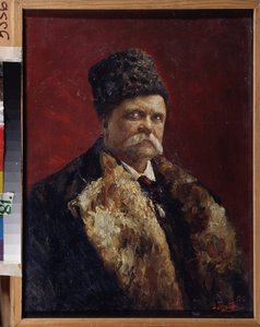 作家弗拉基米尔-吉利亚罗夫斯基（1853-1935 年）肖像。弗拉基米尔-尼古拉耶维奇-普切林（1869-1941 年）的画作，布面油画 作者 弗拉基米尔·尼古拉耶维奇·普切林