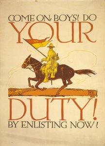 来吧男生！尽职尽责！现在招募！ 1917年（彩色丝网印刷）