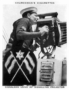 使用20 Signaling Projector的Signalman，1937年。