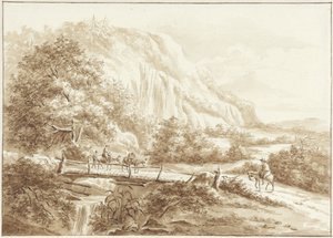 山景，驴子上的游客穿过木桥 作者 WCE罗洛夫斯