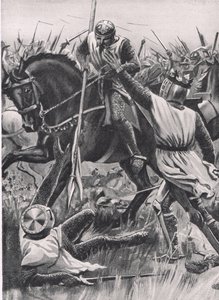 “Hold Fellow，我是温彻斯特的亨利，你的国王”，插图来自“英国的陆地和海上战役”，由伦敦卡塞尔出版，约 1910 年（平版印刷）