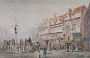 沿着霍尔本和马厩旅馆的南侧向东看，伦敦，1860年。           作者 艾伦