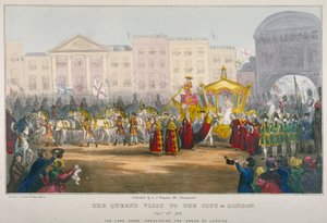 1837年维多利亚女王访问伦敦市时的圣殿酒吧景观 作者 文员