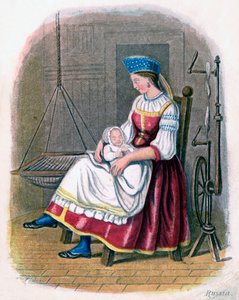 带婴儿的俄罗斯女人，1809年。