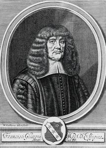 弗朗西斯-格利森（1597-1677）的肖像，英国物理学家、解剖学家和医生，雕版画 作者 WG（后）塞耶
