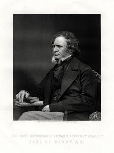爱德华·杰弗里·史密斯·史丹利（Edward Geoffrey Smith-Stanley），英国政治家德比第14伯爵，c1850-1899年。 作者 霍尔