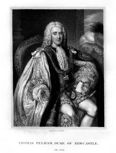托马斯·佩勒姆·霍勒斯（Thomas Pelham-Holles），泰格河畔纽卡斯尔第一公爵，英国辉格党政治家，1831年。 作者 霍尔