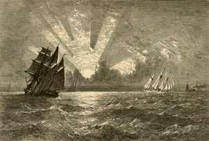 日落，密歇根湖》，1874年。  