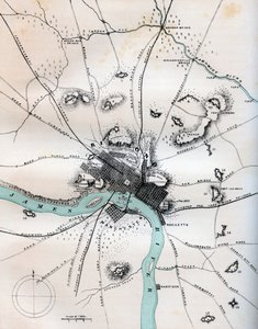 里士满及其附近地区的地图显示了所有的炮台，1862-1867年。 作者 肯布尔
