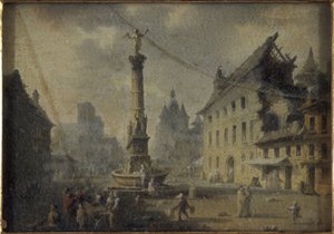 夏特莱广场，1809 年，1809 年（丝网油画，玻璃） 作者 W勒贝尔