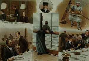 英吉利海峡下游，一些乘客晕船的影响，来自 "P & O Pencillings"，约1890年（石印）。