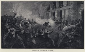 1849 年的阿斯特广场暴动（石版画） 作者 斯奈德（WP Snyder）