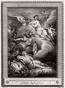 密涅瓦（Minerva）保护着泰勒马丘斯（Telemachus），并保护他脱离爱的轴心，1775年。