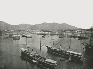 1895年，意大利西西里岛巴勒莫，该港口的全景。 作者 W和S有限公司