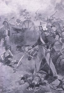 Chilianwala，1849年1月13日：Pennycuick的尸体由他的儿子守卫，英国陆地和海上战役的插图，1915年 作者 鲸鱼佩吉特