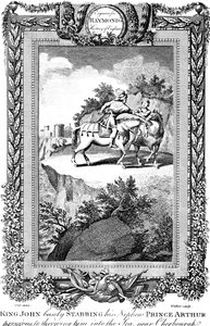 约翰国王（1167-1216）刺伤其侄子亚瑟王储（Arthur Prince），19世纪。