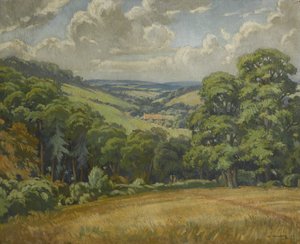 德文郡场景，威德科姆沼泽附近，c.1949（布面油画） 作者 沃尔特·阿什沃思（Walter Ashworth）
