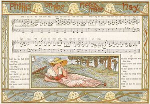 &39;Phillis on the New Made Hay&39;，歌曲插图来自&39;Pan-Pipes&39;，一本旧歌，新安排和Theo陪伴。 Marzials，1884年由George Routledge und Sons在伦敦出版（ 作者 沃尔特克兰