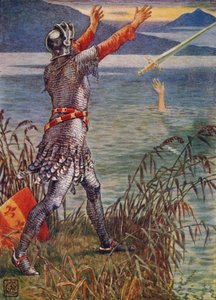 贝迪维尔爵士将剑神剑投放到湖中，1911年。 作者 沃尔特克兰