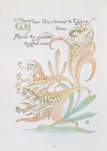 当百合花变成老虎的火焰"，《花之盛宴，花之魔术》插图 作者 沃尔特克兰