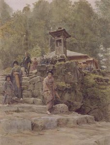 "通往乡村神社的道路"，《日本和日本人》的插图，由Methuen出版。