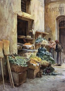 蔬菜水果店，意大利里维埃拉（彩色石版画）