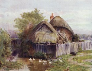 新森林：巴特利的小屋（彩色石版画） 作者 沃尔特·弗雷德里克·屋顶·廷代尔