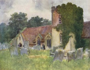 The New Forest: Boldre Church (colour litho) 作者 沃尔特·弗雷德里克·屋顶·廷代尔