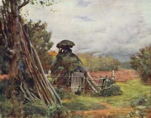 新森林：木炭燃烧器的小屋，马卡什（彩色石版画）