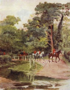 新森林。Minstead Brook（彩色平版印刷）。 作者 沃尔特·弗雷德里克·屋顶·廷代尔