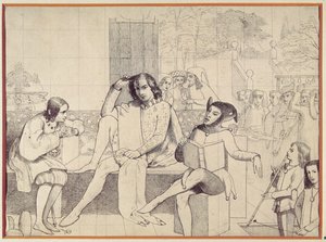 第十二夜，1850年（钢笔画） 作者 沃尔特·豪威尔·德弗雷尔