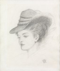 艾米莉·伦肖（Emily Renshaw），艺术家的妻子（纸上铅笔）