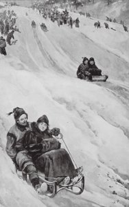 加拿大的雪橇斜坡（石版画） 作者 沃尔特·佩吉特