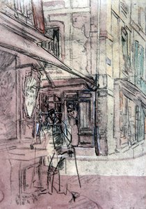 迪耶普的一家商店，约1907年（纸上墨水、彩色粉笔和水彩）。 作者 沃尔特·理查德·西克特