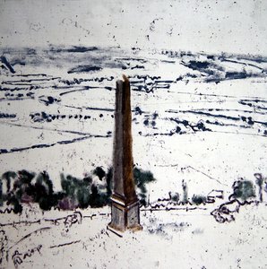 迪耶普Eaulne山谷Arques的方尖碑，约1913-14（布面油画）。 作者 沃尔特·理查德·西克特