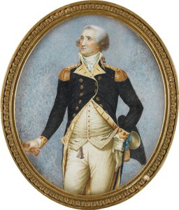 George Washington (1732-1799) 的肖像，由 Robertson, Walter (1750-1801) 绘制。 水彩，喇叭水粉 作者 沃尔特·罗伯逊（Walter Robertson）